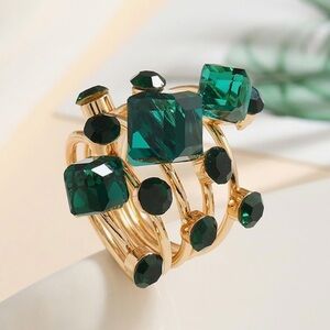 Emerald Luxe Green Crystal Coil Ring